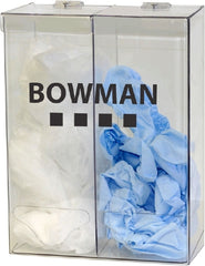 Bowman Manufacturing PPE Dispenser BOWMAN® Wall Mount 2-Compartment Clear 5.77 X 12.27 X 17.00 Inch PETG Plastic