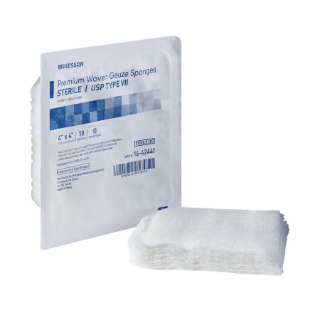 USP Type VII Gauze Sponge McKesson Cotton 12-Ply 4 X 4 Inch Square Sterile