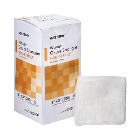 Gauze Sponge McKesson Cotton 8-Ply 3 X 3 Inch Square NonSterile