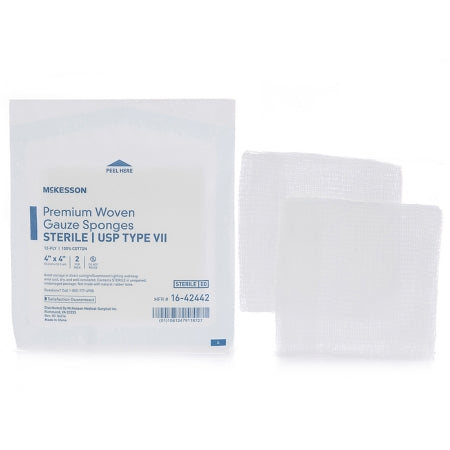 USP Type VII Gauze Sponge McKesson Cotton 12-Ply 4 X 4 Inch Square Sterile