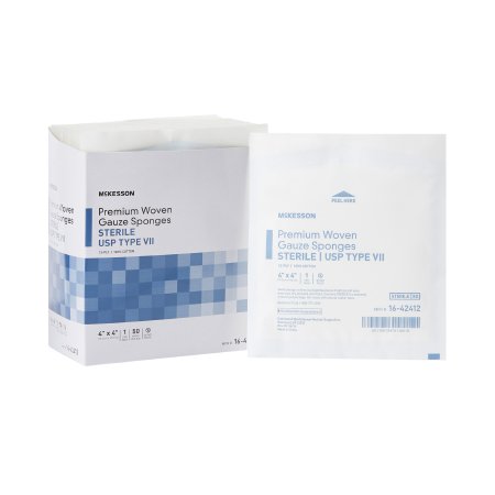 USP Type VII Gauze Sponge McKesson Cotton 12-Ply 4 X 4 Inch Square Sterile