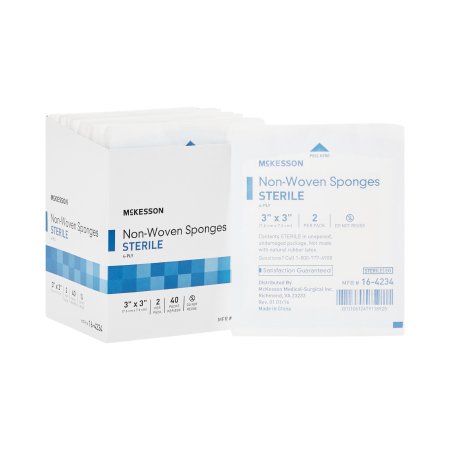 Nonwoven Sponge McKesson Polyester / Rayon 4-Ply 3 X 3 Inch Square Sterile