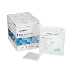 I.V. / Drain Split Dressing McKesson Poly / Rayon Blend 2 X 2 Inch Square Sterile