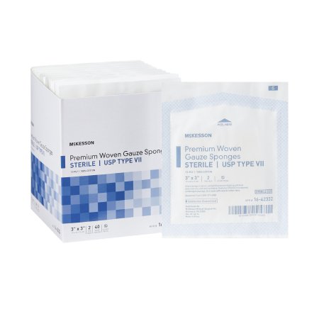 USP Type VII Gauze Sponge McKesson Cotton 12-Ply 3 X 3 Inch Square Sterile