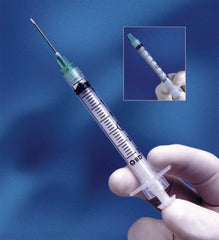 Becton Dickinson Syringe with Hypodermic Needle Integra™ 3 mL 21 Gauge 1 Inch Detachable Needle Retractable Needle