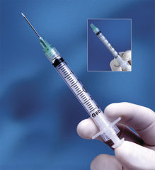 Becton Dickinson Syringe with Hypodermic Needle Integra™ 3 mL 21 Gauge 1 Inch Detachable Needle Retractable Needle