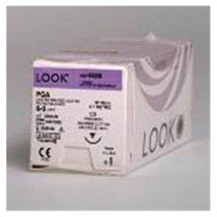 Suture with Needle PolySyn Absorbable Coated Undyed Suture Braided Polyglycolic Acid Suture Size 4 - 0 27 Inch Suture 1-Needle 24 mm Length 3/8 Circle Reverse Cutting Needle