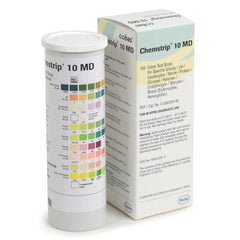 Roche Diagnostics Urinalysis Test Chemstrip® Bilirubin, Blood, Glucose, Ketones, Leukocytes, Nitrite, pH, Protein, Specific Gravity, Urobilinogen 100 per Bottle