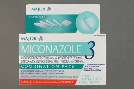 Major Pharmaceuticals Vaginal Antifungal Kit Major® 2% Strength / 200 mg Cream / Suppository 3 per Box Applicator