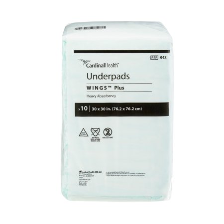 Cardinal Underpad Wings™ Plus 30 X 30 Inch Disposable Fluff / Polymer Heavy Absorbency - M-454709-1993 - Case of 100