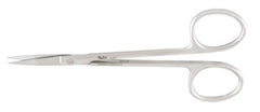 Miltex Iris Scissors Economy 4-1/2 Inch Length Floor Grade Stainless Steel Finger Ring Handle Straight Blade Sharp Tip / Sharp Tip - M-454950-3541 - Dozzen2