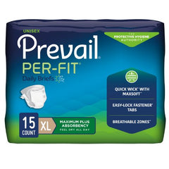 First Quality Unisex Adult Incontinence Brief Prevail® Per-Fit® X-Large Disposable Heavy Absorbency - M-456884-2731 - Case of 60