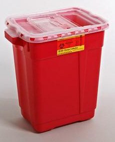 Becton Dickinson Sharps Container BD™ 18-1/2 H X 17-3/4 W X 11-3/4 D Inch 9 Gallon Red Base / Clear Lid Vertical Entry Gasketed Sliding Lid - M-457101-2139 - Case of 8