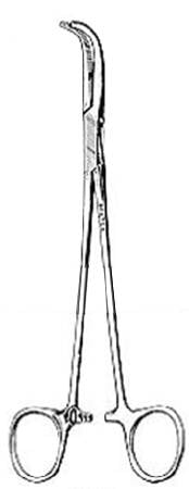 Miltex Hemostatic Forceps Miltex® Sawtell 7-1/2 Inch Length OR Grade German Stainless Steel NonSterile Ratchet Lock Finger Ring Handle Curved Serrated Tip - M-461798-4699 - Each