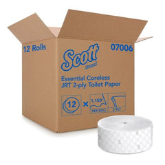 Kimberly Clark Toilet Tissue Scott® Essential Coreless JRT White 2-Ply Jumbo Size Coreless Roll Continuous Sheet 3-3/4 Inch X 1150 Foot - M-462011-1452 - Case of 12