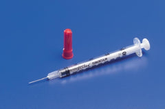 Cardinal Insulin Syringe with Needle Monoject™ 1 mL 28 Gauge 1/2 Inch Attached Needle Without Safety