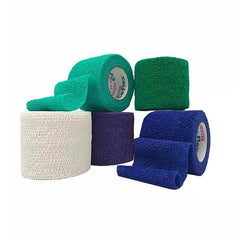 Andover Coated Products Cohesive Bandage CoFlex® 2 Inch X 5 Yard 14 lbs. Tensile Strength Self-adherent Closure Teal / Blue / White / Purple / Green NonSterile