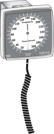 W.A. Baum Aneroid Sphygmomanometer with Cuff Baumanometer® 1-Tube Wall Mount Adult Large Cuff