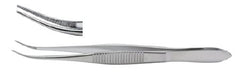 Eye Dressing Forceps Miltex® 4 Inch Length OR Grade German Stainless Steel NonSterile NonLocking Thumb Handle Half Curved Serrated Tips