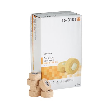 Cohesive Bandage McKesson 1 Inch X 5 Yard Standard Compression Self-adherent Closure Tan NonSterile