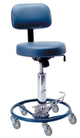 Pedigo Products Surgeon Stool Backrest Pneumatic Height Adjustment 5 Casters Black