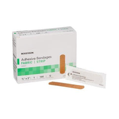 Adhesive Strip McKesson 3/4 X 3 Inch Fabric Rectangle Tan Sterile