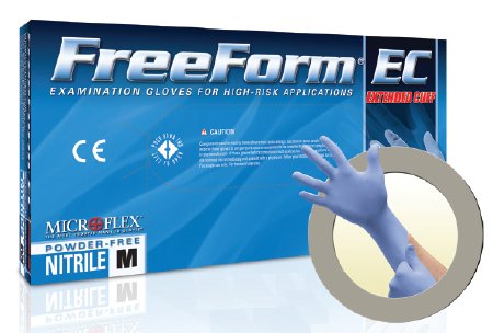 Microflex Medical Exam Glove FreeForm® EC Medium NonSterile Nitrile Extended Cuff Length Textured Fingertips Blue Not Chemo Approved - M-467270-4088 - Case of 10