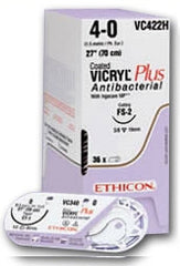 Antibacterial Suture without Needle Coated Vicryl Plus Braided Polyglactin 910 with Irgacare MP Antibacterial Suture Absorbable Coated Size 2 - 0 18 Inch Suture