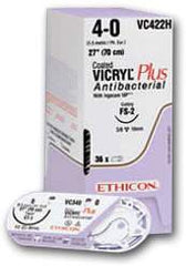 Antibacterial Suture without Needle Coated Vicryl Plus Braided Polyglactin 910 with Irgacare MP Antibacterial Suture Absorbable Coated Size 0 18 Inch Suture