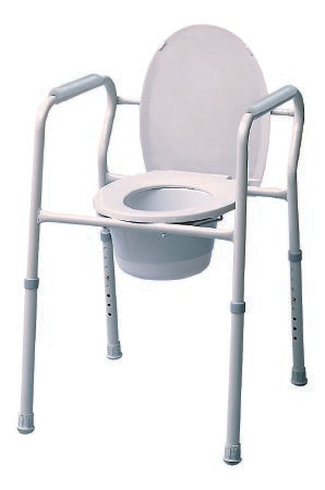 Graham-Field 3-in-1 Commode Chair Graham-Field Fixed Arm Steel Frame Back Bar 14 Inch Seat Width