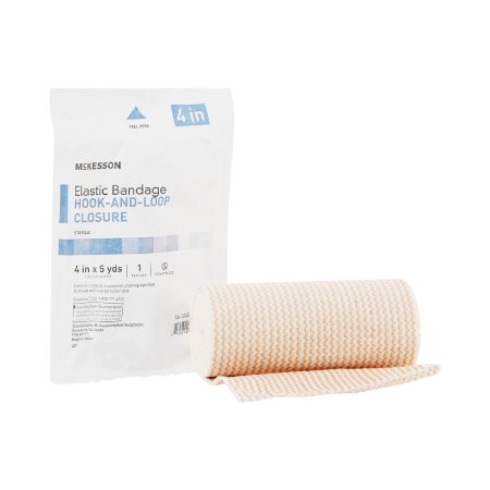 Elastic Bandage McKesson 4 Inch X 5 Yard Standard Compression Hook and Loop Closure Tan Sterile