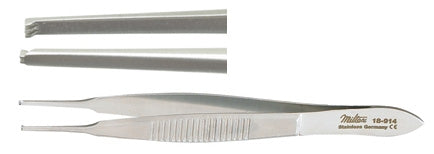 Tissue Forceps Miltex® Lester 3-3/4 Inch Length OR Grade German Stainless Steel NonSterile NonLocking Thumb Handle Straight 2 X 3 Teeth, Serrated Tip