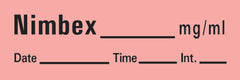 Precision Dynamics Drug Label Barkley® Anesthesia Label Tape Nimbex_mg/mL Date_Time_Int Fluorescent Red 1/2 X 1-1/2 Inch - M-475311-4354 - Roll of 333