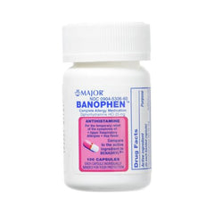 Major Pharmaceuticals Allergy Relief Banophen™ 25 mg Strength Capsule 100 per Bottle