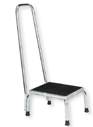 Blickman Step Stool with Handrail 1-Step Chrome Plated Steel 9 Inch Step Height - M-478247-3306 - Each