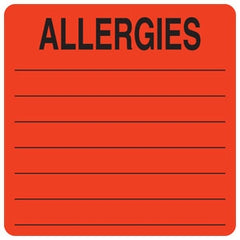 Tabbies Pre-Printed Label Allergy Alert Red Allergies: Black Alert Label 2-1/2 X 2-1/2 Inch - M-479154-3009 - Roll of 1