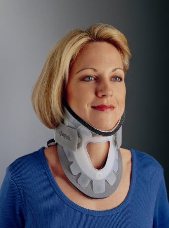 DJO Rigid Cervical Collar ProCare® Transitional 172 Preformed Adult Short Two-Piece / Trachea Opening 2-1/4 Inch Height 13 to 22 Inch Neck Circumference