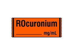 Shamrock Scientific Drug Label Shamrock Anesthesia Label Rocuronium_mg/mL Fluorescent Red 1/2 X 1 Inch - M-480202-2710 - Roll of 1