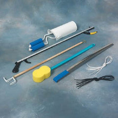 Patterson Medical Supply ADL Hip / Knee Equipment Kit SammonsPreston® Reacher - 26 Inch Length / Shoehorn - 24 Inch Length / Dressing Stick - 26 Inch Length / Handled Bath Sponge - 22-1/2 Inch Length / Shoelaces - 26 Inch Length