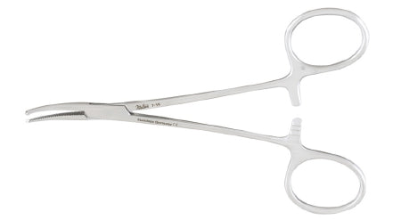 Miltex Hemostatic Forceps Miltex® Halsted-Mosquito 5 Inch Length OR Grade German Stainless Steel NonSterile Ratchet Lock Finger Ring Handle Curved Serrated Tips with 1 X 2 Teeth - M-483554-3925 - Each