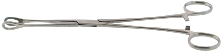 BR Surgical Sponge Forceps BR Surgical Foerster 9-1/2 Inch Length Surgical Grade Stainless Steel NonSterile Ratchet Lock Finger Ring Handle Straight Serrated Fenestrated Teardrop Jaws - M-484239-4303 - Each