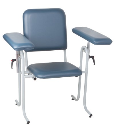 Blood Drawing Chair McKesson Double Fixed Armrests Blue