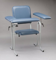 Blood Drawing Chair McKesson 1 Straight Arm / 1 Flip Up Arm Blue