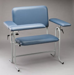 Blood Drawing Chair McKesson 1 Straight Arm / 1 Flip Up Arm Blue