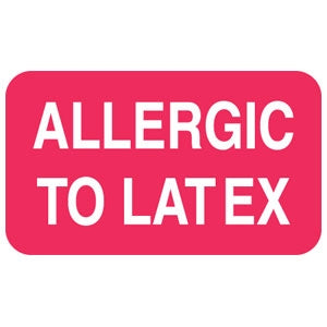 Tabbies Pre-Printed Label Allergy Alert Pink Allergic to Latex White Alert Label 7/8 X 1-1/2 Inch - M-485799-1893 - Roll of 1
