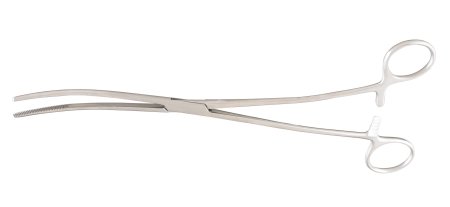 Dressing Forceps McKesson Argent™ Bozeman 10-1/2 Inch Length Surgical Grade Stainless Steel NonSterile Ratchet Lock Finger Ring Handle Double Curved Serrated Tips - M-487366-3537 - Each