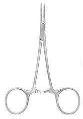 Hemostatic Forceps McKesson Argent™ Hartmann-Mosquito 3-1/2 Inch Length Surgical Grade Stainless Steel NonSterile Ratchet Lock Finger Ring Handle Curved - M-487373-3095 - Each