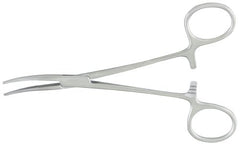 Hemostatic Forceps McKesson Argent™ Kelly 5-1/2 Inch Length Surgical Grade Stainless Steel NonSterile Ratchet Lock Finger Ring Handle Curved - M-487378-2518 - Each