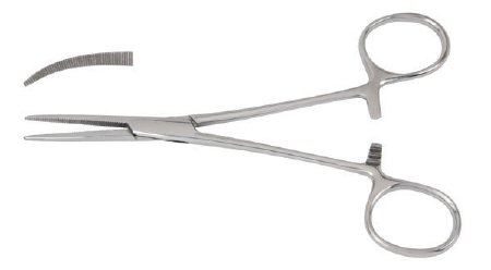 Hemostatic Forceps McKesson Crile 5-1/2 Inch Length Office Grade Stainless Steel NonSterile Ratchet Lock Finger Ring Handle Curved - M-487544-1643 - Each