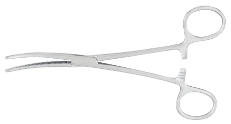 Hemostatic Forceps McKesson Rochester-Pean 6-1/4 Inch Length Office Grade Stainless Steel NonSterile Ratchet Lock Finger Ring Handle Curved - M-487551-3169 - Each